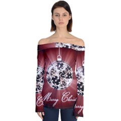 Merry Christmas Ornamental Off Shoulder Long Sleeve Top