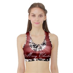 Merry Christmas Ornamental Sports Bra With Border