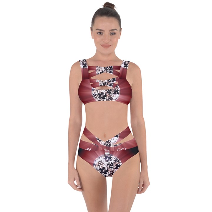 Merry Christmas Ornamental Bandaged Up Bikini Set 