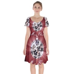 Merry Christmas Ornamental Short Sleeve Bardot Dress