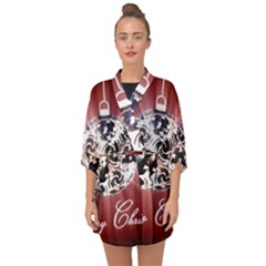 Merry Christmas Ornamental Half Sleeve Chiffon Kimono