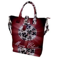 Merry Christmas Ornamental Buckle Top Tote Bag