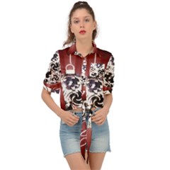 Merry Christmas Ornamental Tie Front Shirt  by christmastore