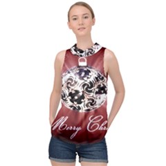 Merry Christmas Ornamental High Neck Satin Top