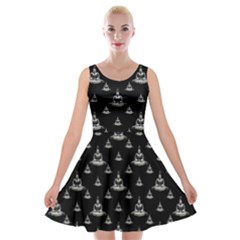 Buddhism Motif Print Pattern Design Velvet Skater Dress by dflcprintsclothing