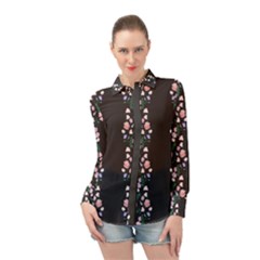 I Love Pink Flowers 1 Long Sleeve Chiffon Shirt