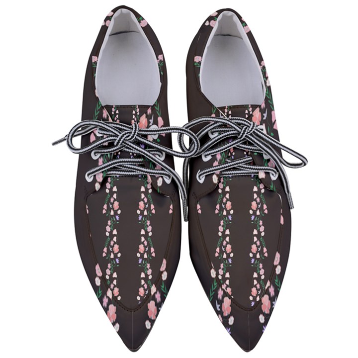 I Love Pink Flowers 1 Women s Pointed Oxford Shoes