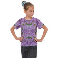 Fauna Flowers In Gold And Fern Ornate Kids  Mesh Piece Tee