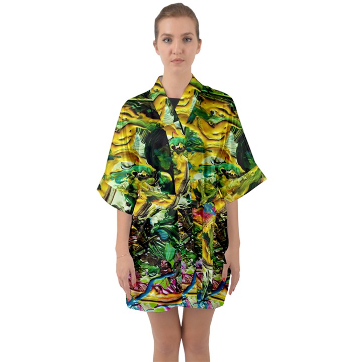 Alice Walk 1 1 Half Sleeve Satin Kimono 