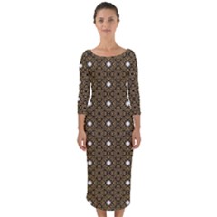 Df Found Ancestors Quarter Sleeve Midi Bodycon Dress by deformigo