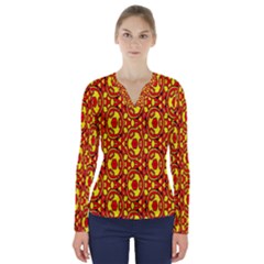 Rby-b-8-6 V-neck Long Sleeve Top by ArtworkByPatrick