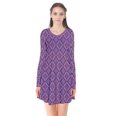 Df Vibrant Therapy Long Sleeve V-neck Flare Dress by deformigo