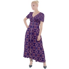 Df Matteo Di Vesta Button Up Short Sleeve Maxi Dress