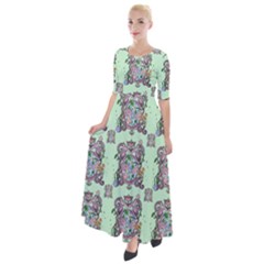 Flowers Inside The Mirror Half Sleeves Maxi Dress