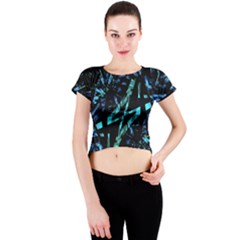 Modern Abstract Geo Print Crew Neck Crop Top by dflcprintsclothing