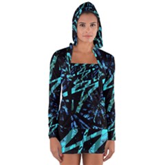 Modern Abstract Geo Print Long Sleeve Hooded T-shirt by dflcprintsclothing