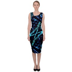 Modern Abstract Geo Print Sleeveless Pencil Dress