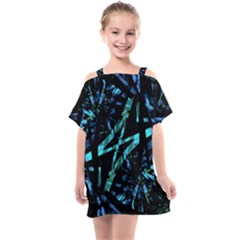 Modern Abstract Geo Print Kids  One Piece Chiffon Dress by dflcprintsclothing