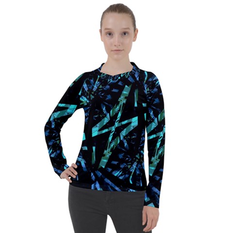 Modern Abstract Geo Print Women s Pique Long Sleeve Tee by dflcprintsclothing