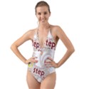 Fighting Golden Rooster  Halter Cut-Out One Piece Swimsuit View1