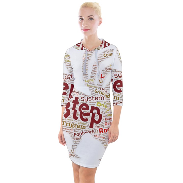 Fighting Golden Rooster  Quarter Sleeve Hood Bodycon Dress