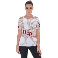 Fighting Golden Rooster  Shoulder Cut Out Short Sleeve Top