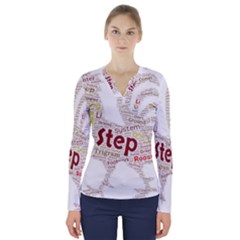 Fighting Golden Rooster  V-neck Long Sleeve Top by Pantherworld143