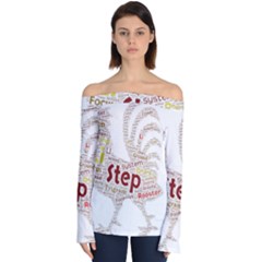 Fighting Golden Rooster  Off Shoulder Long Sleeve Top