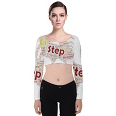 Fighting Golden Rooster  Velvet Long Sleeve Crop Top