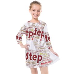 Fighting Golden Rooster  Kids  Quarter Sleeve Shirt Dress by Pantherworld143