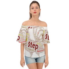 Fighting Golden Rooster  Off Shoulder Short Sleeve Top by Pantherworld143