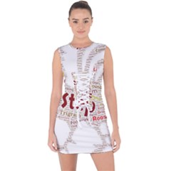 Fighting Golden Rooster  Lace Up Front Bodycon Dress