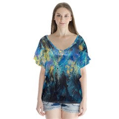 Luminescence V-neck Flutter Sleeve Top by CKArtCreations