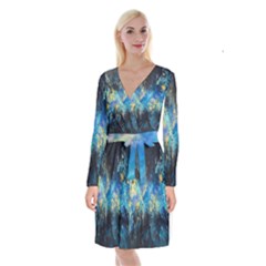 Luminescence Long Sleeve Velvet Front Wrap Dress