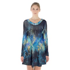 Luminescence Long Sleeve Velvet V-neck Dress