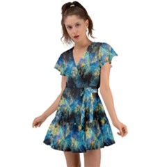 Luminescence Flutter Sleeve Wrap Dress