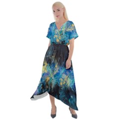 Luminescence Cross Front Sharkbite Hem Maxi Dress