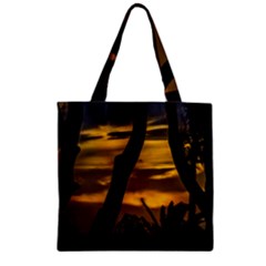 Silhouette Sunset Landscape Scene, Montevideo   Uruguay Zipper Grocery Tote Bag by dflcprints