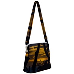 Silhouette Sunset Landscape Scene, Montevideo   Uruguay Zipper Messenger Bag