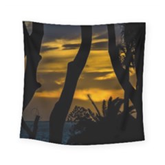 Silhouette Sunset Landscape Scene, Montevideo   Uruguay Square Tapestry (small)