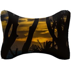 Silhouette Sunset Landscape Scene, Montevideo   Uruguay Seat Head Rest Cushion by dflcprints