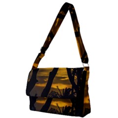 Silhouette Sunset Landscape Scene, Montevideo   Uruguay Full Print Messenger Bag (l) by dflcprints