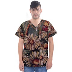 Old Embroidery 1 1 Men s V-neck Scrub Top