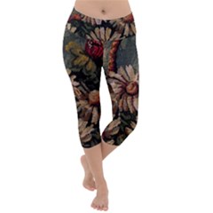 Old Embroidery 1 1 Lightweight Velour Capri Yoga Leggings by bestdesignintheworld