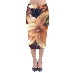 Lilies 1 3 Velvet Midi Pencil Skirt by bestdesignintheworld