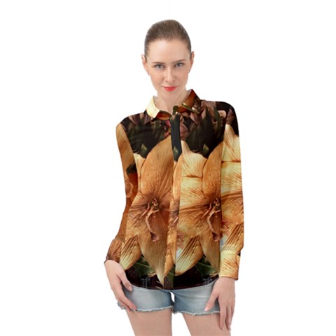 Lilies 1 3 Long Sleeve Chiffon Shirt by bestdesignintheworld