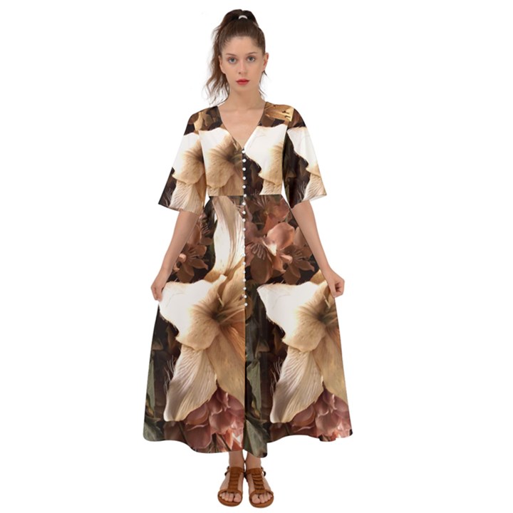 Lilies 1 5 Kimono Sleeve Boho Dress