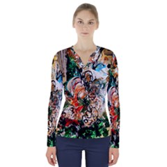 Lilies In A Vase 1 2 V-neck Long Sleeve Top by bestdesignintheworld