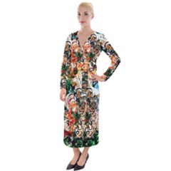 Lilies In A Vase 1 2 Velvet Maxi Wrap Dress by bestdesignintheworld