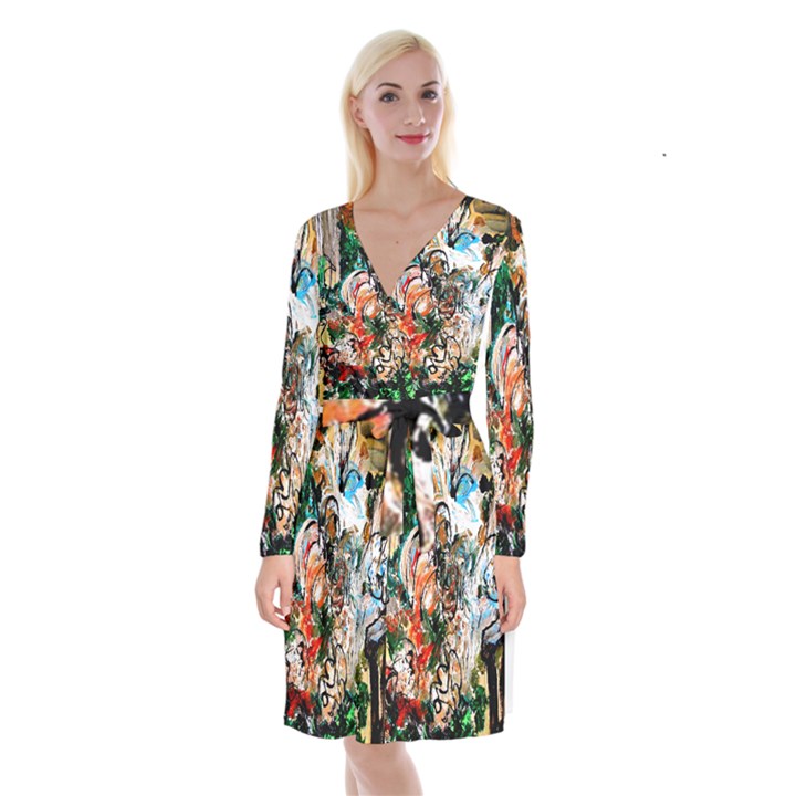 Lilies In A Vase 1 2 Long Sleeve Velvet Front Wrap Dress